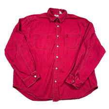 Vintage Levis Denim Shirt Men XL Red Tab Metal Button Up Western 90s Cowboy