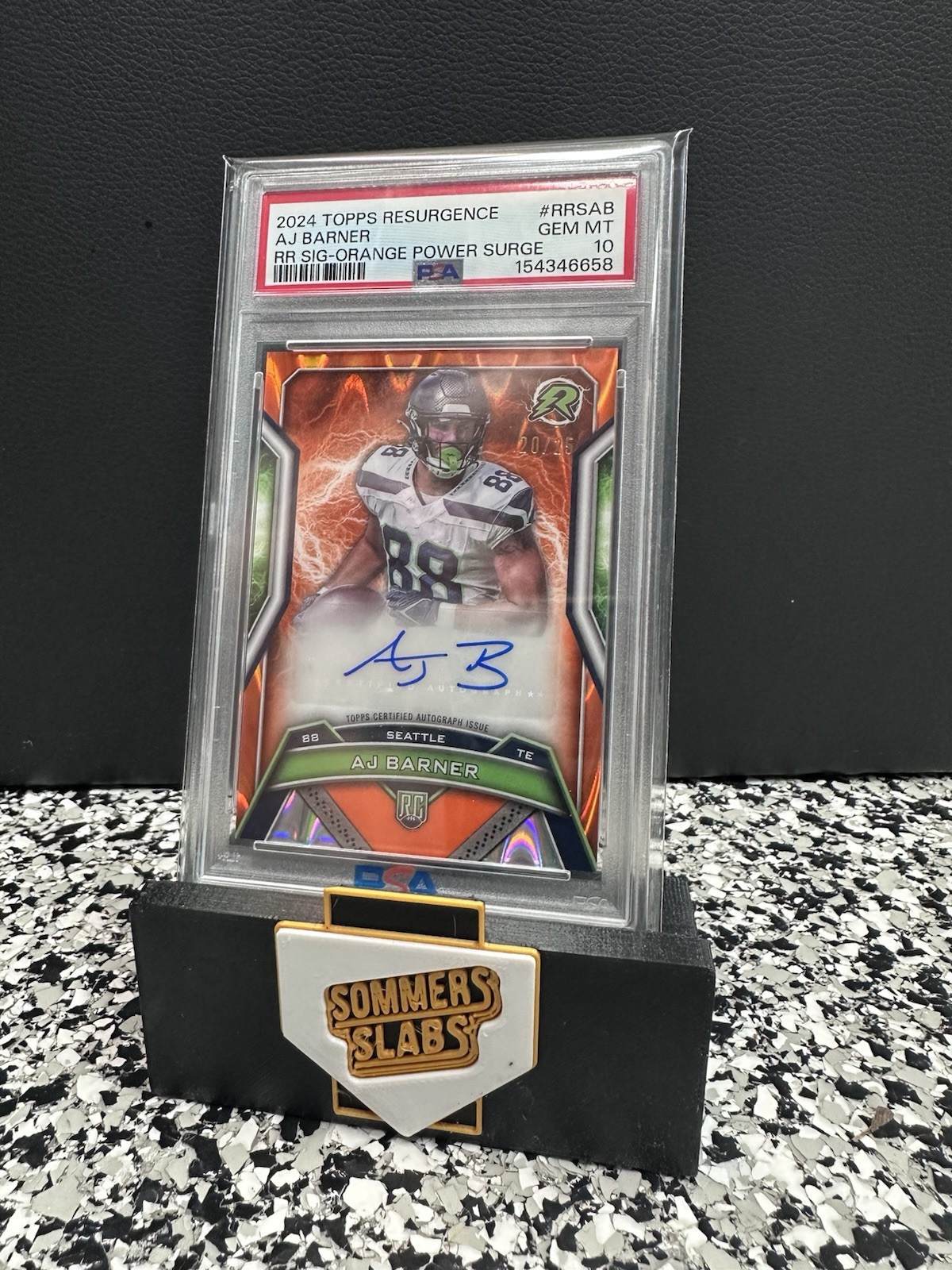 AJ Barner Topps Resurgence Rookie Signatures #RRSAB Orange Power Surge