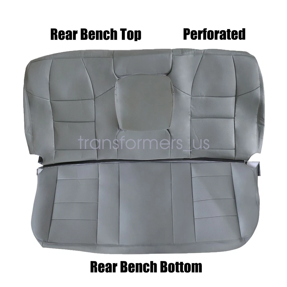 Cubierta de asiento de cuero perforado gris para Ford F250 F350 F450 F550 Lariat 2002-2007 Foto 4 de 4