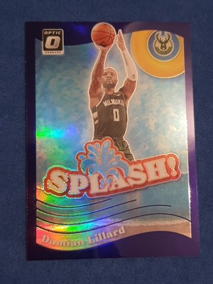 2023-24 Panini Donruss Optic Splash Damian Lillard Milwaukee Bucks Purple Prizm