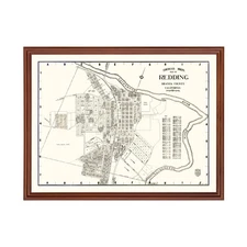 Old Map of Redding, CA 1920 - Vintage Redding California Art