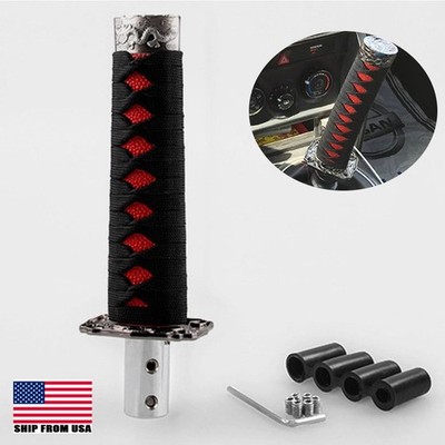 Universal Manual Car Gear Shift Knob Sword Shift Knobs Katana Black Red +Adapter