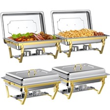Chafing Dishes for Buffet Set: Chafers for Catering with Lids 4 pack Gold