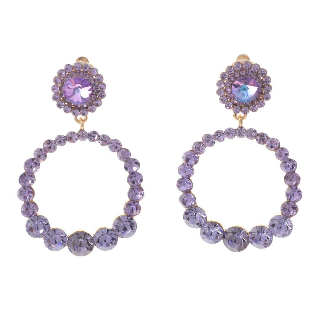 Gold Tone Metal Crystal Rhinestone Clip-On Earrings ER2639-VL