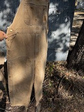 Carhartt Brown Duck Bib Overalls Large Doubleknee Work Canvas Brown Distress
