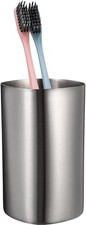 Silver Metal Toothbrush Cup Unbreakable Water Drinking Mug Toothbrush Holder Jar