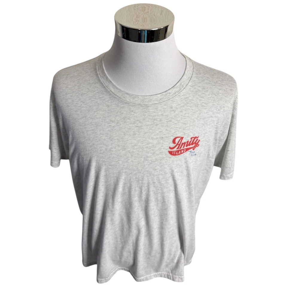 Jaws Amity Island T-Shirt Men's XL Silver Shark Movie Graphic Short Sleeve - Image 3 of 4