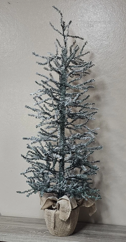 Vintage Flocked Artificial Christmas Tree with Burlap Base 38” - Image 3 of 4