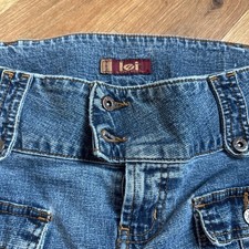 LEI Women  s Mid Rise Light Wash Bootcut Blue Denim 5-Pocket Jeans