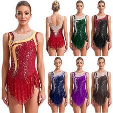 US Women's Sparkly Sleeveless Dance Dress Lyrical Ballet Dance Leotard Costume