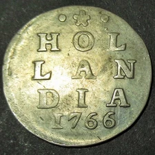 Rare Overdate Issue 1766/64 Dutch Colonial New York Silver Lion Dime Hollandia