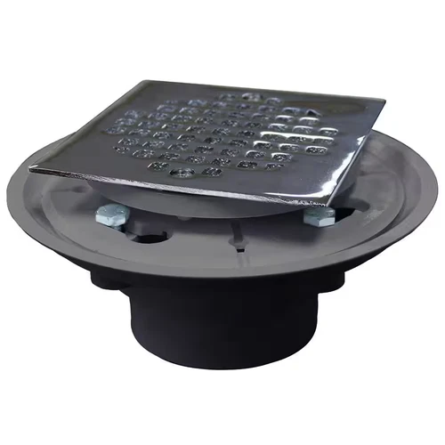 2 In. X 3 In. PVC Shower Drain/Floor Drain W/4 In. Chrome Plated Cast Square Str - Picture 6 of 12