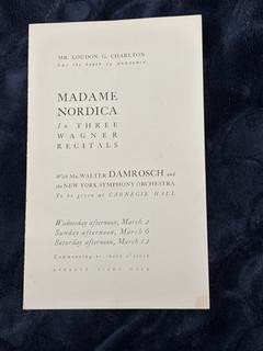 Program Of Lillian Nordica In Three Concerts At Carnegie Hall 1904
