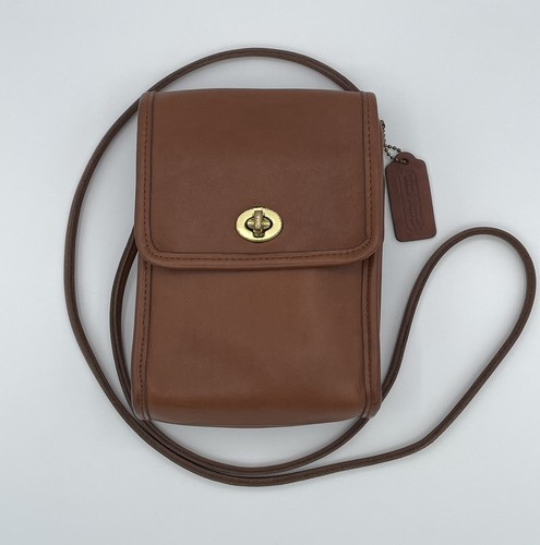 Vintage 1990's Coach Leather Crossbody Turn Lock Scooter Bag - British Tan