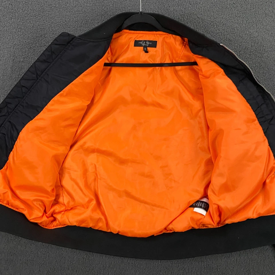 Rag and Bone Bomber Manston Jacket Mens Medium MA-1 Flight Pilot Aviator Black - Image 3 of 4