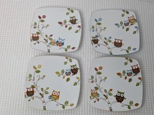 Fine China Plates Animated Owls 222 Fifth Enchanted Woods Dessert Snack Dishes