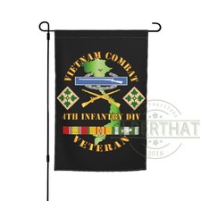 United States Army 4th Infantry Division Veteran 12x18 Inch Garden Flag Double