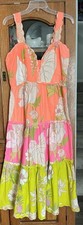 Farm Rio Neon Tiered Garden Midi Dress Size Medium Brand New