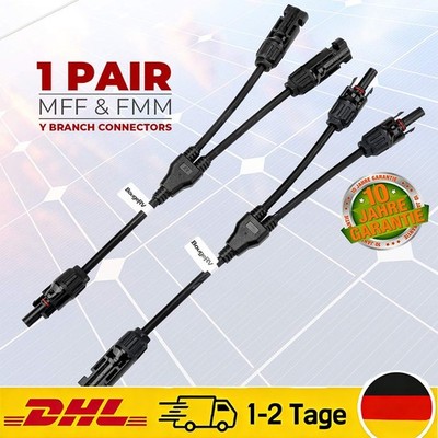 Y Solarstecker 6mm 2 Paar Kabel Verteiler PV Solarkabel Kupplung Stecker Solar