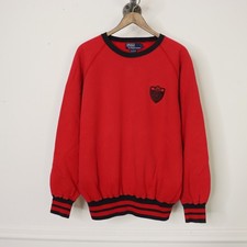 Vintage 90s Polo Ralph Lauren Embroidered Crest Logo Crewneck Sweatshirt Red M