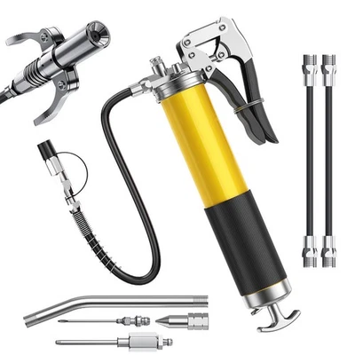 RRRRADIO Prensa de grasa profesional prensa de grasa de una mano 8000 PSI 8 piezas con 2 mangueras estándar