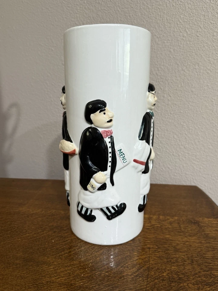 Ceramic Pasta Spaghetti Canister Italian Chef Design 12" x 5” RARE Vintage - Image 4 of 4