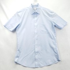 Charles Tyrwhitt Shirt Mens 17.5 Light Blue Short Sleeve Non Iron Slim Fit