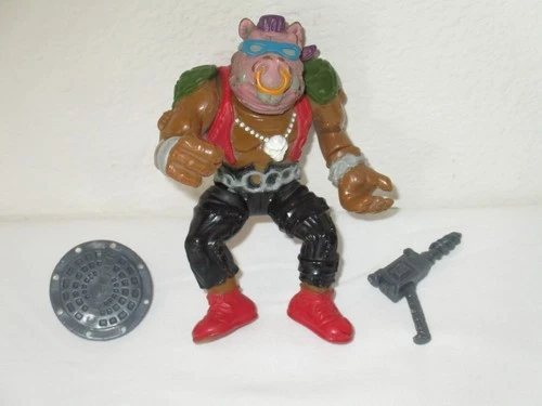 VINTAGE 1988 TMNT TEENAGE MUTANT NINJA TURTLE BEBOP FIGURE SHIELD & GUN WEAPON!