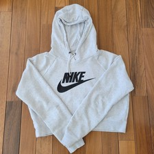 Nike Women's Sportswear Essential Cropped Pullover Hoodie Grey CJ6327-051 MED