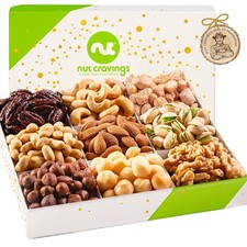 Nut Cravings - Green & White Gift Box &ndash; 9 Gourmet Nuts, Father's Day Gift Tray