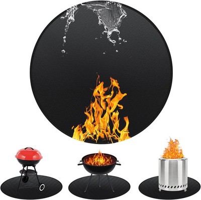 Double Sided Silicone 20 Inch Round Outdoor Under Grill Mat Fireproof Grill