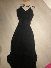 Long Black Maxi Summer Dress With Strap Details