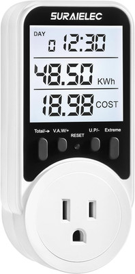 Outlet Watt Meter, 90-250V Wide Range Power Meter Cost Calculator | Plug