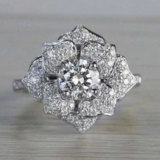 2 Ct Round Cut Lab-Created Diamond Engagement Wedding Ring 14K White Gold Plated