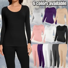 Winter Women Thermal Underwear Set Long Johns Base Layer Keep Warm Top & Bottom