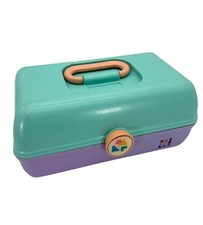 Vintage Plano Caboodles Purple Teal Makeup Mirror Storage Case USA 5626