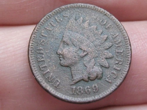 1869/9, 1869/69 Indian Head One Cent Penny- RPD, Fine Details