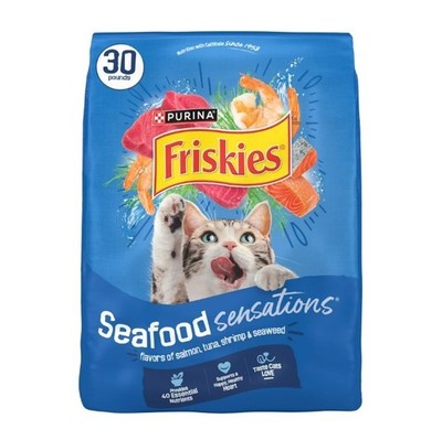 Friskies Dry Cat Food Seafood Sensations 30 lb Salmon Tuna Shrimp Flavor