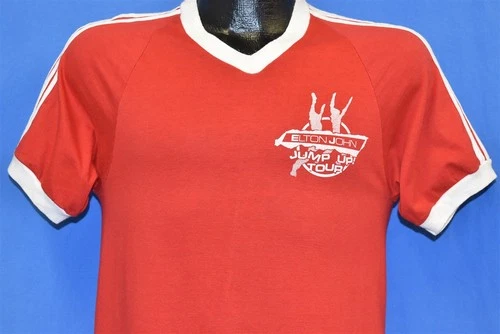 80s ELTON JOHN JUMP UP TOUR ROCK RINGER JERSEY V-NEC 1980s vintage concert t-shirt, vintage, single stitch, B+ condition