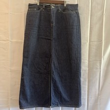 Vintage Y2K GAP Women Denim Maxi Long Skirt 14 36 Jean Western Boho Front Slit