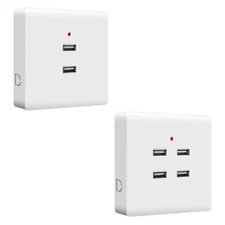 2/4 Ports USB Electrical Socket Wall Mounting Charger Power Adapter Plug Outlet 