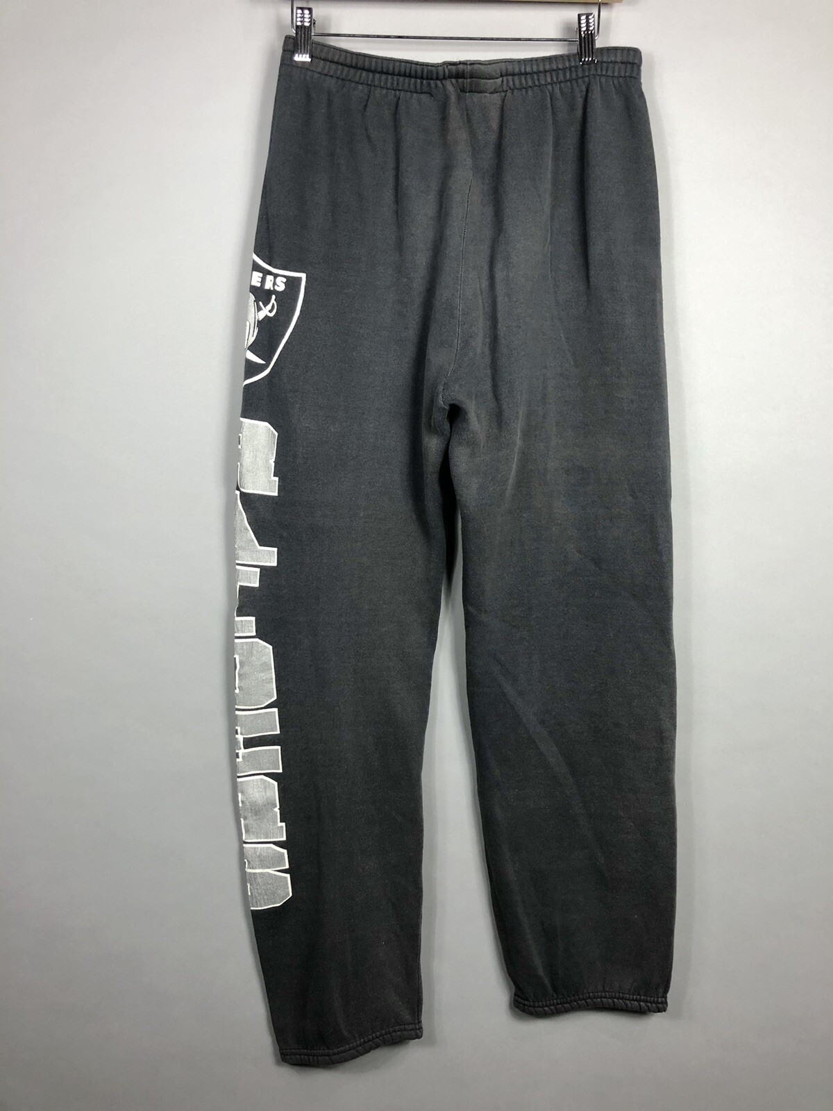 VTG 90s Logo 7 Los Angeles Raiders Sweatpants M Black Graphic Print Casual NFL