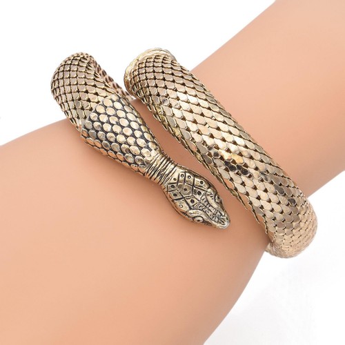 Bracciale Vintage Whiting Davis Maglia Placcata Oro Serpente Serpente Bobina Avvolgente - Foto 5 di 6
