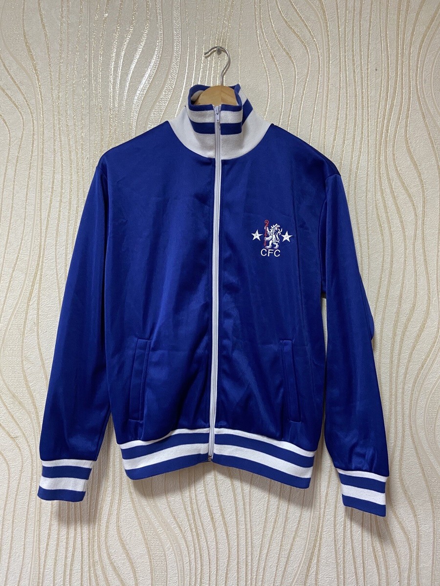CHELSEA 80s FOOTBALL SOCCER TRACK JACKET SCORE DRAW sz M MEN BLUE