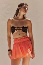 Free People Free-est Layla Fluttery Mini Skirt Flared Smocked Cotton M 279624