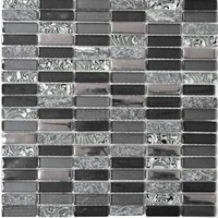 Riemchen Rechteck Mosaikfliesen Glasmosaik StäBchen Silber Grau Schwarz Anthraz