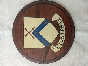 Vintage hand painted O'Lonergan coat of arms family crest.
