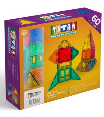 Tytan Magnetic Building Tiles for Kids with STEM Certification - 60 Pieces