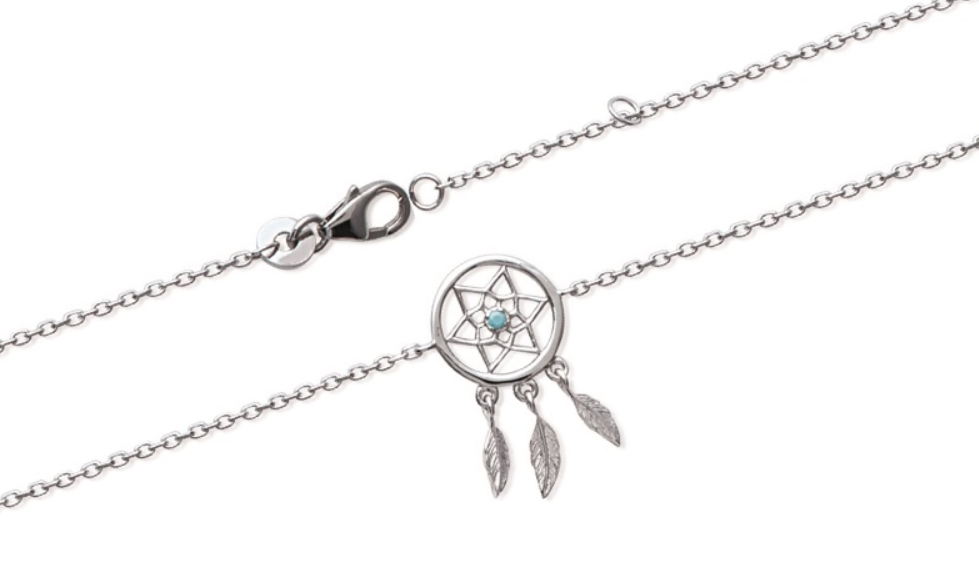 Bracelet Attrape-rêves En Argent Massif 925 Avec Pierre Turquoise - Bijou Femme Neuf Avec étiquettes