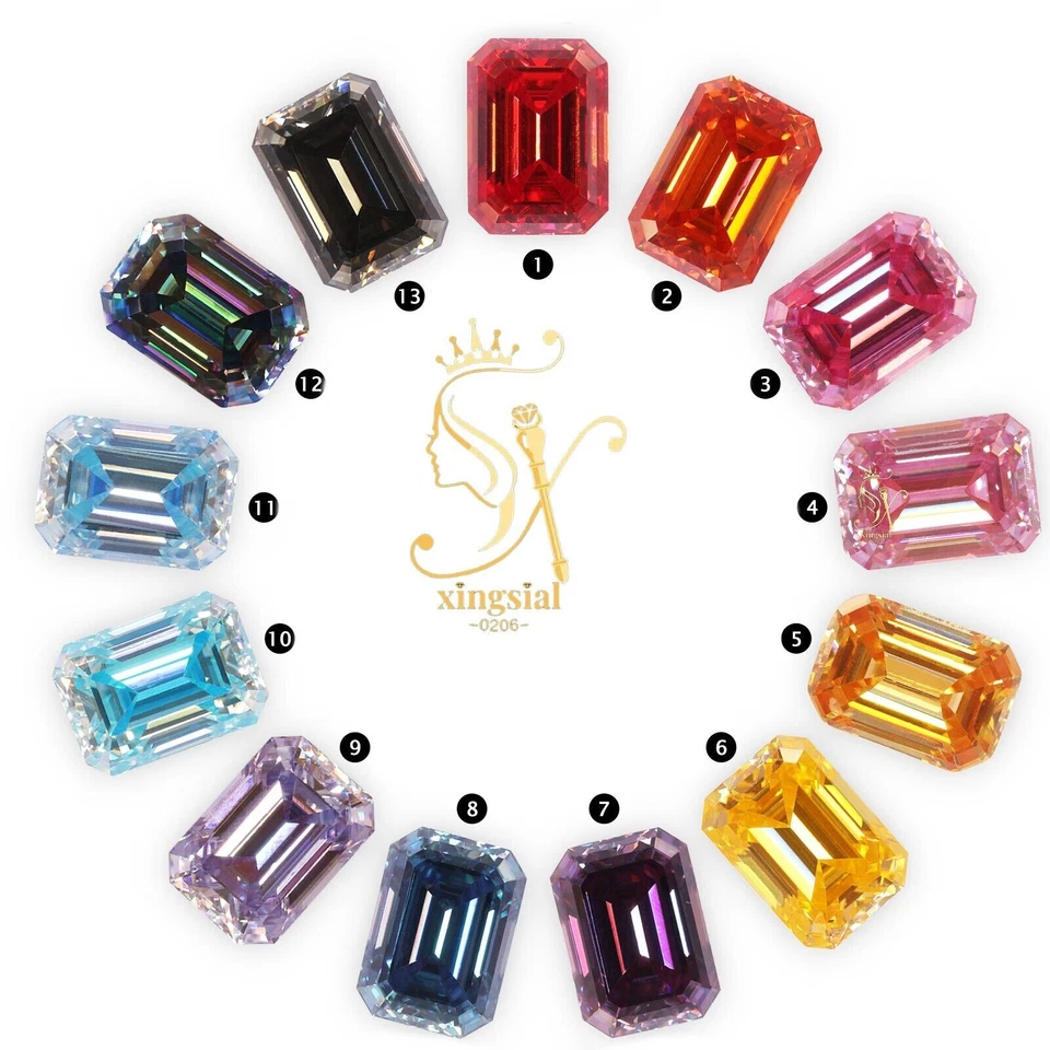 10 Color Rectangle Moissanite Loose Stone Square Cut Gemstone Charts For Jewelry - Image 4 of 4